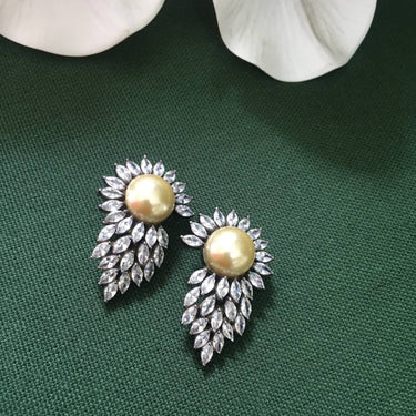 Studded Diamond Leaf Earrings Zayn Luxury Jewellery